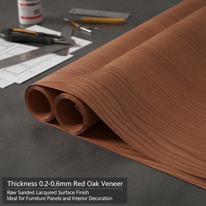 Thickness 0.2-0.6mm Red Oak Veneer Raw Sanded Lacquered Surface Finish Ideal for Furniture Panels and Interior Decoration